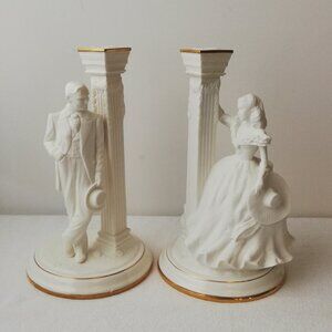 1988 Franklin Mint Gone With The Wind Rhett & Scarlett Candlesticks